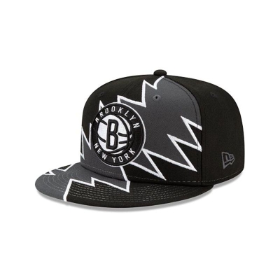 Black Brooklyn Nets Hat - New Era NBA Flash 9FIFTY Snapback Caps USA2345971